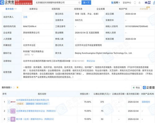 國聯(lián)股份攜手多方在京成立數(shù)智科技公司，深耕數(shù)字文化創(chuàng)意服務